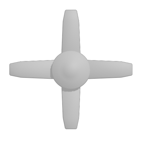 A 3D model of a ceiling fan created in Blender 4.0.1 that has a symmetrical and precise design of it's blades, illustrating the order often appreciated by individuals with OCD.