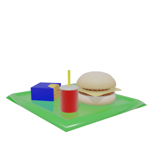 Some junk food on a green plastic tray