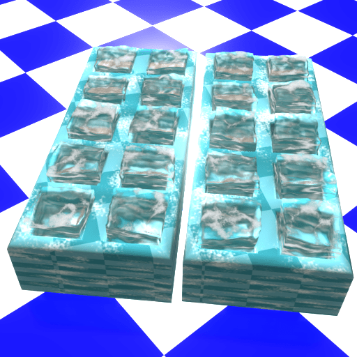 Two ice cube trays that look like checkered bricks illustrating how cold air can trigger attacks in certain individuals with asthma.