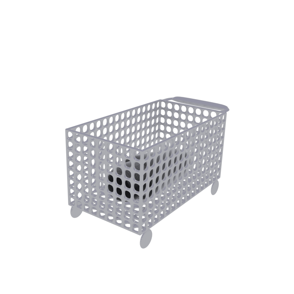 A metal shopping cart with a microphone inside symbolising what it's like to go shopping with hyperacusis.